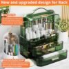 Makeup Organizers Skincare organizers with 2-Layer Storage Box and Transparent Cover Waterproof Dustproof Cosmetics Display Cases with Brush Holder for Countertop Vanity Bathroom Dresser Gift (Green) - Image 2