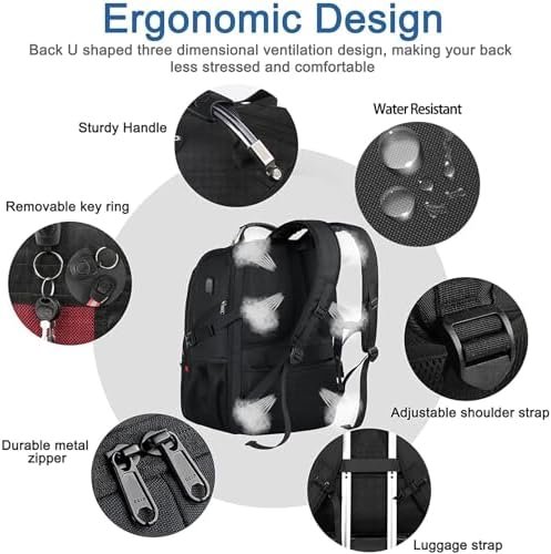 Z-MGKISS Extra Large Travel Backpack, TSA Backpack 17.3 Inch, 50L Anti Theft 17 Inch Big Business Laptop Backpack, Gift for Men & Women, Water Resistant College Rucksack Bag with USB Port, Black - Image 6