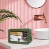 FFpaw Clear Makeup Bag Organizer, TSA Approved Portable Travel Toiletry Bag Multipurpose Cosmetic Bag Case for Women Vegan Leather Make Up Pouch Transparent Vinyl Windows & Handle Strap (Green) - Image 4