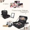Stagiant Extra Large Makeup Case, Professional Makeup Train Case, 3 Layers Deep Makeup Organizer Box for MUA Travel Nail Cases Bag with Mirror/Shoulder Strap/Trolley Sleeve,16.5x12.6x7.5 - Image 4