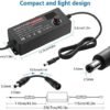 SHNITPWR 72W universal Power Supply Adjustable DC 3V ~ 24V 3A AC/DC Adapter with USB C Charger PD 65W Upgraded 100V-240V AC to DC Converter Variable Power Adapter, 14 Tips, Alligator Clips Power Cable - Image 4