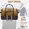 Nerlion Weekender Bag with Shoe Compartment Large Overnight Bag for Men Canvas Genuine Leather Carry on Luggage Bag Travel Duffel Bag(Brown) - Image 3