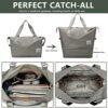 FIORETTO Womens Expandable Travel Bag Duffle Bag with Laptop Compartment, Water Resistant Gym Bag Weekend Bag Overnight Hospital Bag Holdall with Wet Pocket Grey - Image 3