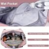 WOOMADA Foldable Travel Duffel Bag, Weekender Bags for Women, Tote Bag with Expandable Space, Carry on bags for airplanes with Wet Pocket & Trolley Sleeve, Gym Bag for Women (pink leopard) - Image 4