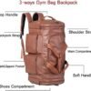 Duffel Backpack with Shoe Pouch, Waterproof Sports Duffel Bags Gym Bag Backpack Overnight Bag Carry on Bag Weekender Bag for Men Women-Brown - Image 3