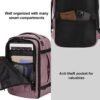 ECOHUB Travel Backpack 16'' Personal Item Backpack with 13 Pockets Carry on Bags for Airplanes Travel bags for Women Men Airlines Approved Small Backpack with USB Port Casual Daypack Pink - Image 5