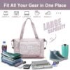 WOOMADA Foldable Travel Duffel Bag, Weekender Bags for Women, Tote Bag with Expandable Space, Carry on bags for airplanes with Wet Pocket & Trolley Sleeve, Gym Bag for Women (pink leopard) - Image 3