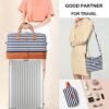 Oflamn Weekender Overnight Bag for Women with Shoe Compartment, Travel Duffle Bag Set with Hand Tote Bag & Toiletry Bag (Blue Stripes) - Image 3