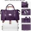 Weekender Bags for Women,Travel Duffel Bag,Overnight Weekend Carry On Personal Item Bag with Wet Pocket & Trolley Sleeve,Gym Bag,Dark Purple - Image 6