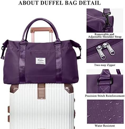 Weekender Bags for Women,Travel Duffel Bag,Overnight Weekend Carry On Personal Item Bag with Wet Pocket & Trolley Sleeve,Gym Bag,Dark Purple - Image 6