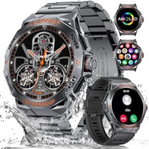 2024 Military Smart Watch for Men,50 Day Battery,IP68 Waterproof,1.43’’ AMOLED Display,123 Sport Modes,Health &Fitness Smartwatch with Heart Rate/SpO2/Sleep Monitor for Android iOS