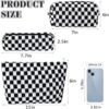3Pcs Checkered Makeup Bag for Women Large Medium Small Blue Cosmetic Bag Set Travel Makeup Pouch for Purse Zipper Toiletry Organizer Cute Kawaii Aesthetic Trendy Travel Essentials Accessories - Image 4