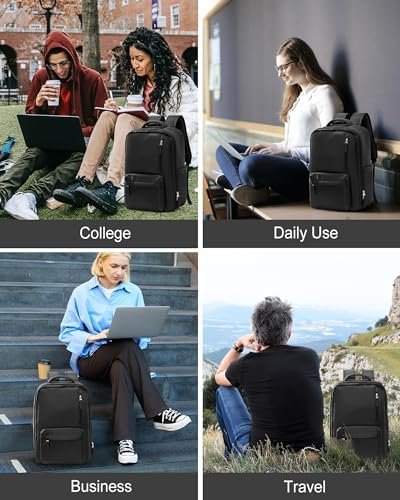 livbote Laptop Travel Backpack for Women Men, Carry On Backpack, 15.6 Inch Personal Item Backpack Flight Approved Casual Daypack Backpacks Waterproof for College Work Business Mochila de Viaje, Black - Image 3