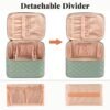 OCHEAL Makeup Bag,Large Travel Makeup Bag Organizer Cosmetic Bags for Women Washable Make Up Bag Makeup Organizer Case with Dividers - Large,Embossed Rhombus Green - Image 2