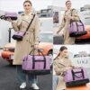Weekender Bags for Women Overnight Bag Large Canvas Travel Duffel Bag with Shoe Compartment Carry On Tote Bag 3Pcs Set - Image 2