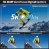 5K Digital Camera for Photography with Front and Rear Lens, Autofocus Vlogging Camera for YouTube with Viewfinder, 16X Digital Zoom, Anti-Shake Point Shoot Compact Camera with 32GB Card - Image 2