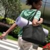 BAGSMART Large Tote Bag For Women, Travel Shoulder Bag Top Handle Handbag with Yoga Mat Buckle for Gym, Work, Travel - Image 3