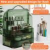 Makeup Organizers Skincare organizers with 2-Layer Storage Box and Transparent Cover Waterproof Dustproof Cosmetics Display Cases with Brush Holder for Countertop Vanity Bathroom Dresser Gift (Green) - Image 3
