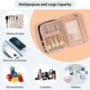 OCHEAL Makeup Bag, Cute Makeup Organizer Bag Potable Make up Bag for Toiletry Cosmetics Accessories with Divider and Brushes Compartments, Travel Case for Women Girls- Beige White - Image 6