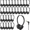 Kids Headphones Bulk 30 Pack for Classroom School,Wholesale Durable Earphones Class Set for Students Teens Children and Adult(Black)