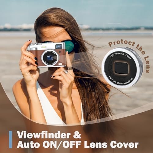 Newest 5K Digital Camera for Photography 48MP Selfie Camera with Front and Rear Dual Lens 16X Digital Zoom Compact Point and Shoot Cameras with Viewfinder, Vlogging Camera with 32G Card & 2 Batteries - Image 4