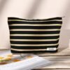 2 Pieces Makeup Bag Large Stripe Cosmetic Bag Black White Capacity Canvas Travel Toiletry Bag Organizer Cute Makeup Brushes Aesthetic Accessories Storage Bag for Women - Image 7
