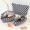 3Pcs Checkered Makeup Bag for Women Large Medium Small Blue Cosmetic Bag Set Travel Makeup Pouch for Purse Zipper Toiletry Organizer Cute Kawaii Aesthetic Trendy Travel Essentials Accessories - Image 7