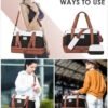 Travel Duffel Bag, ETRONIK Gym Bag for Women with Shoes Compartment & Wet Pocket, Carry On Weekender Bag with Toiletry Bag, Overnight Bag for Hospital, Yoga, Sports (Brown) - Image 6
