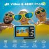 4K Waterproof Camera Underwater Camera Snorkeling 11FT with 64GB Card Dual Screens Selfie 48MP Autofocus 16X Zoom Compact Digital Camera Waterproof with 2 Batteries (Blue) - Image 2