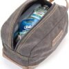 emissary Travel Toiletry Bag for Men, Leather and Canvas Toiletry Bags, Dopp Kit for Men, Travel Bathroom Bag Men's Shaving Kit, Travel Kit Small Bag for Men, Shaving Bag for Travel Accessories (Gray) - Image 3