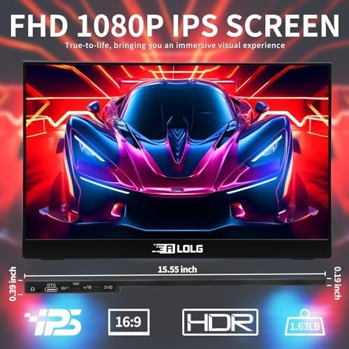 ALOLG Portable Monitor 17.3 Inch with 60HZ FHD 1080P Display,USB-C and HDMI Inputs, Ultra-Slim IPS Panel with HDR and Premium Smart Cover & Speakers-Compatible with Laptop,PC,Phone,PS5,Switch - Image 5