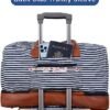 Inspack Duffle Bag with Shoe Compartment and Toiletry Bag for Women/Men, 45L Gym Sports Bags with Trolley Sleeve, 22x14x9 Weekender/Carry on/Travel Tote/Duffel/Overnight Bags（Blue-White Stripe） - Image 5