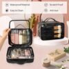OCHEAL Makeup Bag, Double Layer Clear Make up Bag Organizer, Large Capacity Cosmetic Bag for Women Travel Beauty Essentials,Multiple Compartments Makeup Case Zipper Pouch -Clear - Image 7