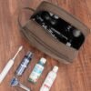 WANDF Travel Toiletry Bag for Men Hanging Dopp Kit Canvas Toiletry Organizer Water-resistant Vegan Leather Shaving Bag with Wet Pocket (Brown) - Image 7