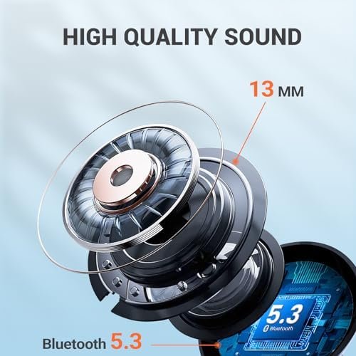 occiam Earbuds Wireless Bluetooth 5.3 Headphones Ear Buds 64H Playback, IPX7 Waterproof, 13mm Drivers with HiFi Sound, in-Ear Earphones for iOS Andriod Cell Phone (Black) - Image 5