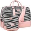 Weekender Bags for Women, Large Overnight Bag Canvas Travel Duffel Bag Carry On Tote with Shoe Compartment 21" 3Pcs Set