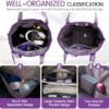 FIORETTO Womens Quilted Travel Tote Bag Duffle Bag with Trolley Sleeve, Gym Weekender Overnight Hospital Bag with Double Shoulder Strap, Water-Resistant Carry On Hand luggage Bag Holdall Purple - Image 3
