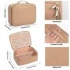 OCHEAL Makeup Bag, Cute Makeup Organizer Bag Potable Make up Bag for Toiletry Cosmetics Accessories with Divider and Brushes Compartments, Makeup Travel Case - Beige Apricot - Image 3