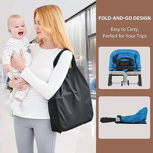 Hook On Chair,Clip on High Chair, Fold-Flat Storage Portable Baby Feeding Seat, High Load Design, Attach to Fast Table Chair Removable Seat for Home and Travel(Bright Blue) - Image 5