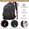 Canvas Travel Laptop Backpack for Men Women, Business Work Rucksack College School Computer Bag Fits 15.6 Inch Notebook,Bookbag with USB Charging Port (Black) - Image 2