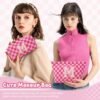 SOIDRAM 2PCS Initial Makeup Bag Personalized Cosmetic Bag Preppy Makeup Pouch Checkered Letter Patch Makeup Bag Makeup Brushes Aesthetic Accessories Storage Bag for Women (Letter M) - Image 2