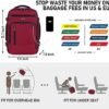 ECOHUB 16'' Travel Backpack Carry On Underseat Airline Approved Personal Item Travel Bag with Multi-Pockets Laptop Backpack Casual Daypack Small Backpack Lightweight for Women Men, Red - Image 7
