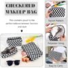3Pcs Checkered Makeup Bag for Women Large Medium Small Blue Cosmetic Bag Set Travel Makeup Pouch for Purse Zipper Toiletry Organizer Cute Kawaii Aesthetic Trendy Travel Essentials Accessories - Image 6
