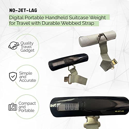 No Jet Lag Luggage Scale, Digital Portable Handheld Suitcase Weight for Travel with Durable Webbed Strap, up to 90LB/40KGs, Battery Included in Black. - Image 3