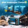 4K Waterproof Camera Underwater Camera Snorkeling 11FT with 64GB Card Dual Screens Selfie 48MP Autofocus 16X Zoom Compact Digital Camera Waterproof with 2 Batteries (Blue) - Image 3