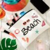 Weewooday Beach Cosmetic Bag for Women Funny Beach Makeup Bag Gifts Beach Accessories Travel Organizer Summer Cotton Case Pouch for Gifts(6 Pieces) - Image 4