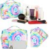 Bluboon Toiletry Bag Travel Makeup Bag Portable Cosmetic Bag Organizer for Women and Girls (Tie Dye Blue) - Image 2