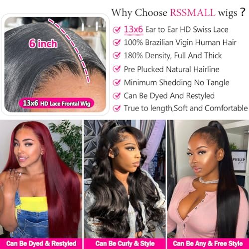 30 Inch 13x6 Lace Front Wigs Human Hair Straight HD Lace Frontal Wigs Human Hair Pre Plucked for Women 13x6 Glueless Wigs Human Hair 180% Density - Image 2