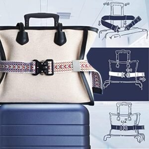 Travel Belt for Luggage - Stylish & Adjustable Add a Bag Luggage Strap for Carry On Bag - Airport Travel Accessories for Women & Men (Rainbow)