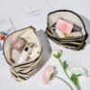 2 Pieces Makeup Bag Large Stripe Cosmetic Bag Black White Capacity Canvas Travel Toiletry Bag Organizer Cute Makeup Brushes Aesthetic Accessories Storage Bag for Women - Image 4